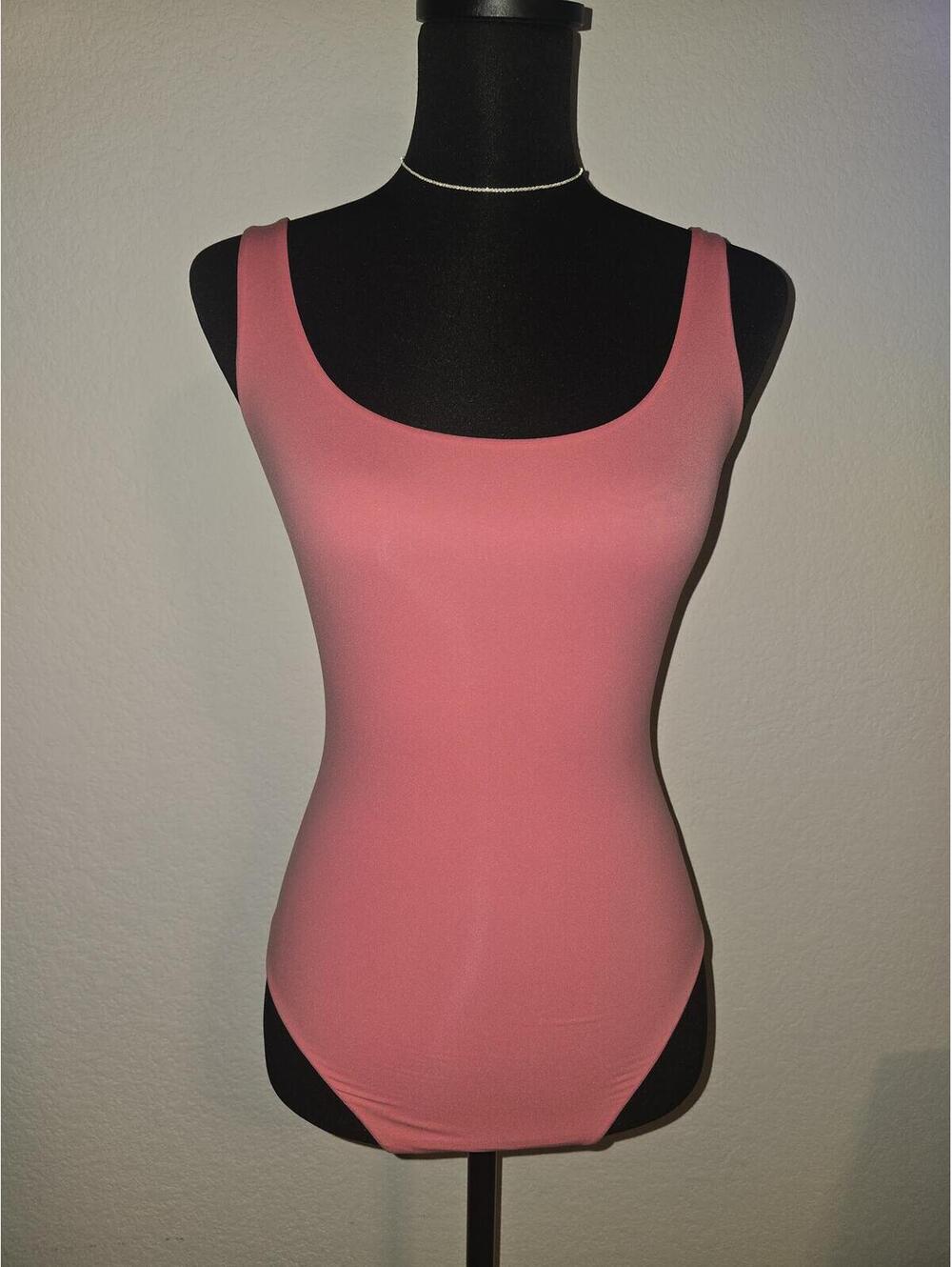 Auden Women's Luxe Stretch Thong Bodysuit Coral Pink Size S